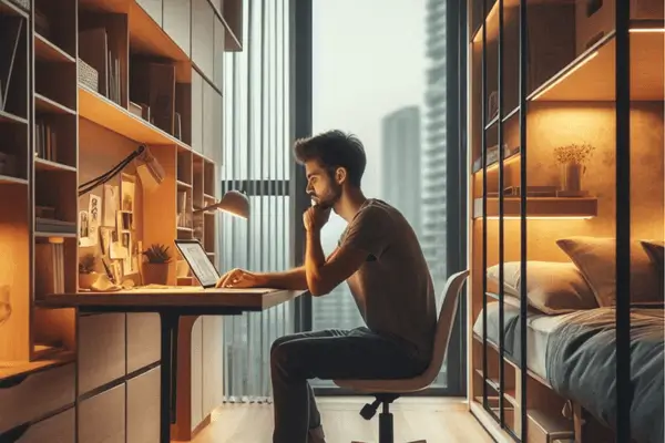  Como montar um escritório dobrável que desaparece quando termina o trabalho